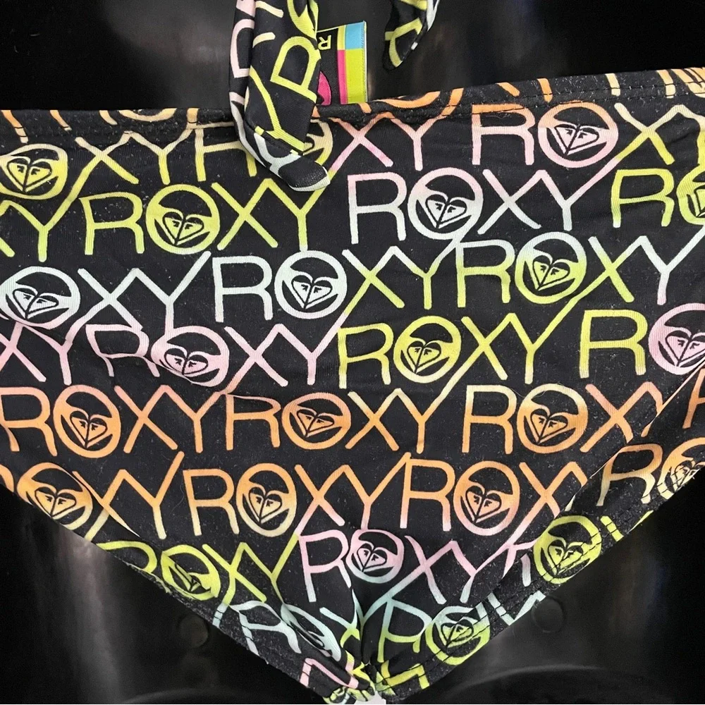ROXY Logo 2-piece halter swimsuit bikini Multicolor Womens Small S - Picture 4 of 6